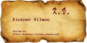 Kintner Vilmos névjegykártya